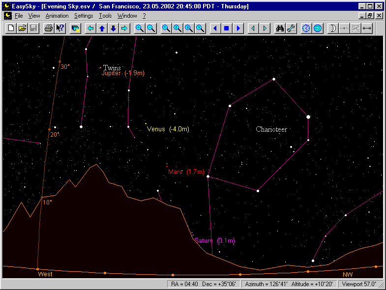 EasySky - astronomy software, star charting, orrery